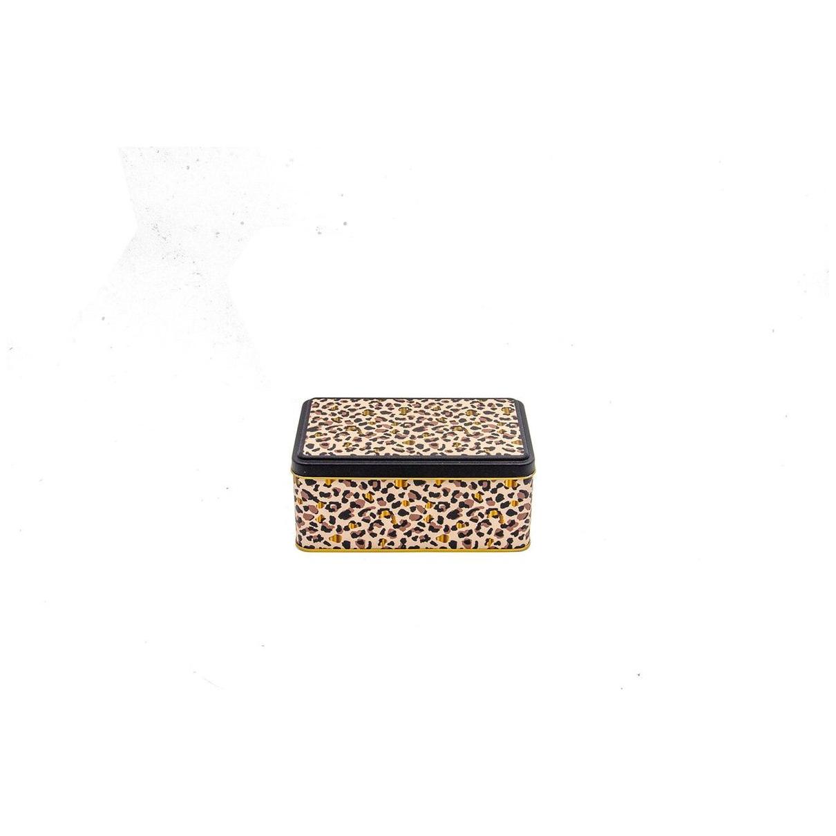 115x190x80 mm Dikdörtgen Metal Saklama Kutusu 1.6L Altın Leopar Desenli — Dikdörtgen Kutular — görsel 2 / 2 — Tinbox