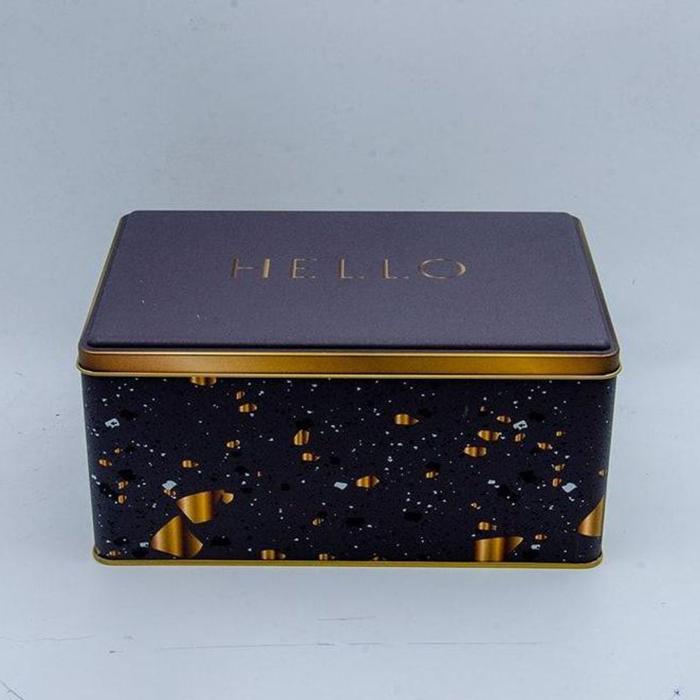 170x260x100 mm Rectangular Metal Storage Box Slip Lid 5.1L Terrazzo Brown — Rectangular Boxes — Tinbox