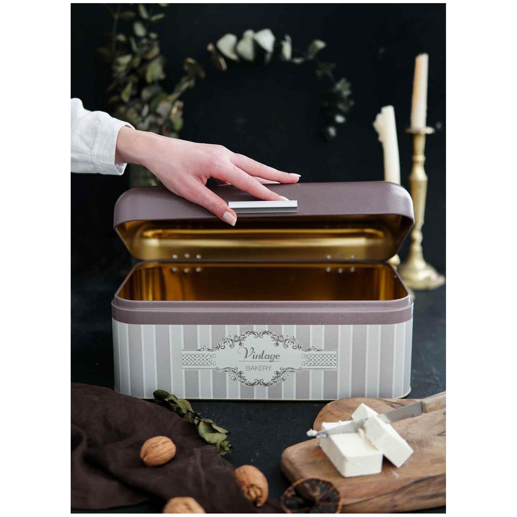209 x 365 x 120 mm Dikdörtgen Ekmek Kutusu 9L Menteşeli Kapaklı Zarif — Ekmeklik — görsel 4 / 4 — Tinbox