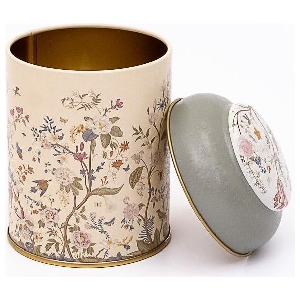 Ø90 x 110 mm Yuvarlak Metal Teneke Kutu – 0,6 L, Kubbeli Kapaklı, Çiçek Desenli, Pastel Sarı — Yuvarlak Kutular — görsel 2…