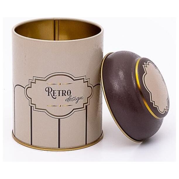Ø90 x 110 mm Yuvarlak Metal Teneke Kutu – 0,6 L, Kubbeli Kapaklı, Retro — Yuvarlak Kutular — görsel 3 / 3 — Tinbox