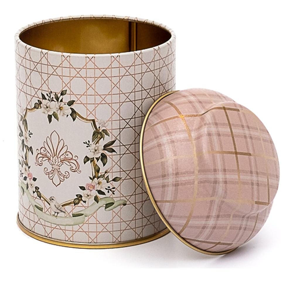 Ø90 x 110 mm Round Metal Tin – 0.6L with Dome Lid Rosy — Round Boxes — view 2 of 3 — Tinbox
