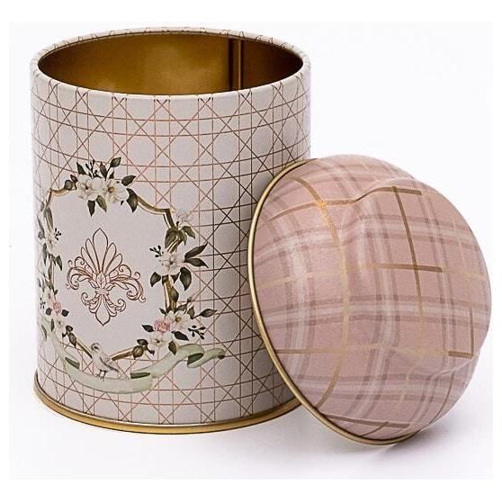 Ø90 x 110 mm Round Metal Tin – 0.6L with Dome Lid Rosy — Round Boxes — view 3 of 3 — Tinbox