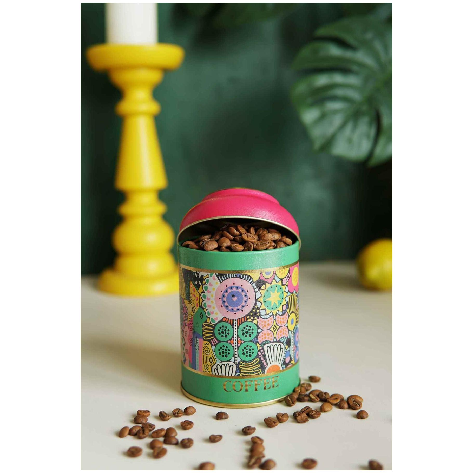 Ø90 x 110 mm Round Metal Tin – 0.6L with Dome Lid round shape pattern colorfull — Round Boxes — Tinbox