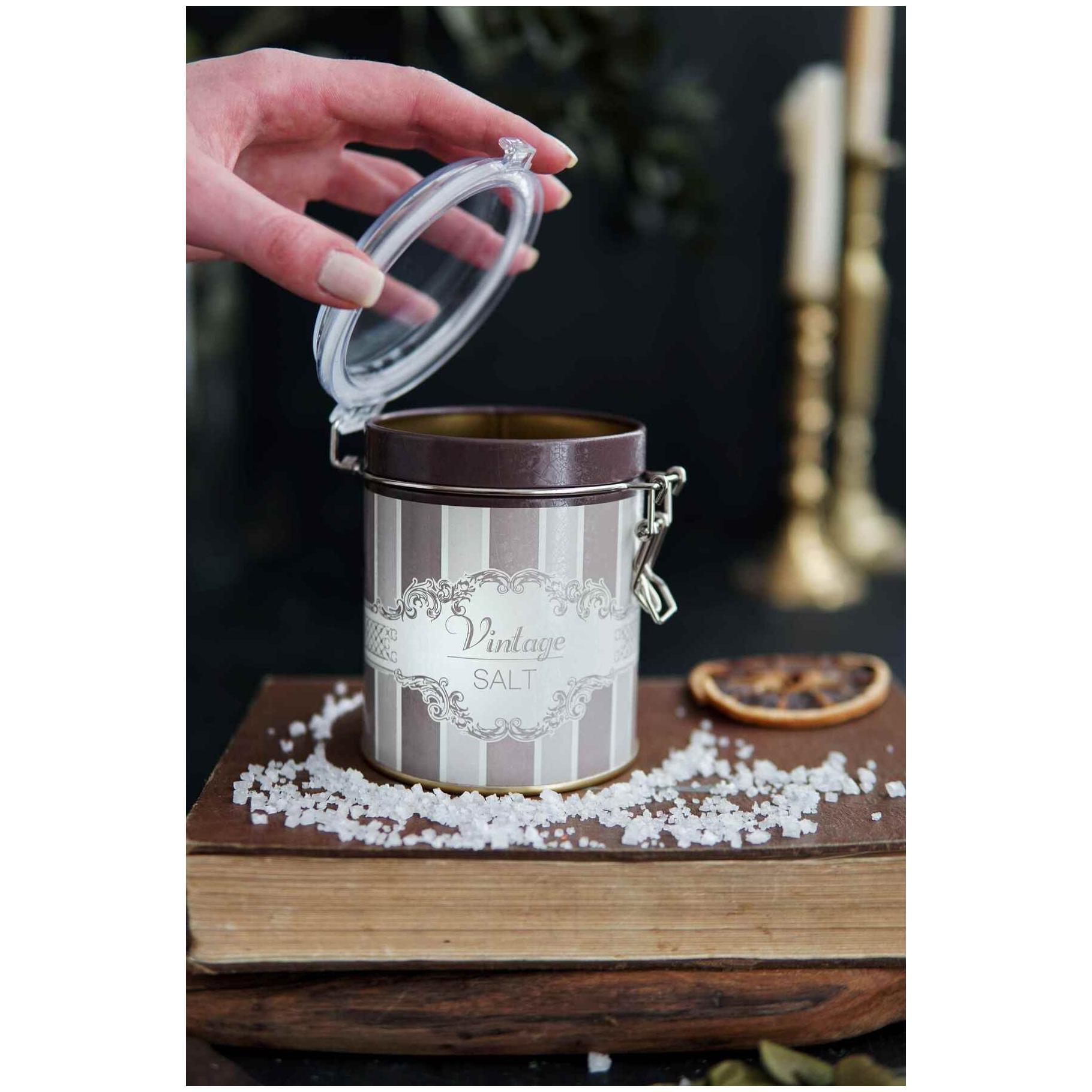Ø90x110 mm Yuvarlak Metal Saklama Kutusu, Tel Tokalı ve Şeffaf Kapaklı, Zarif — Yuvarlak Kutular — görsel 4 / 4 — Tinbox