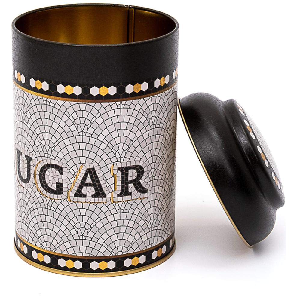 Ø105 x 150 mm Round Metal Tin – 1.2L with Dome Lid Geometric Mosaic Pattern — Round Boxes — Tinbox