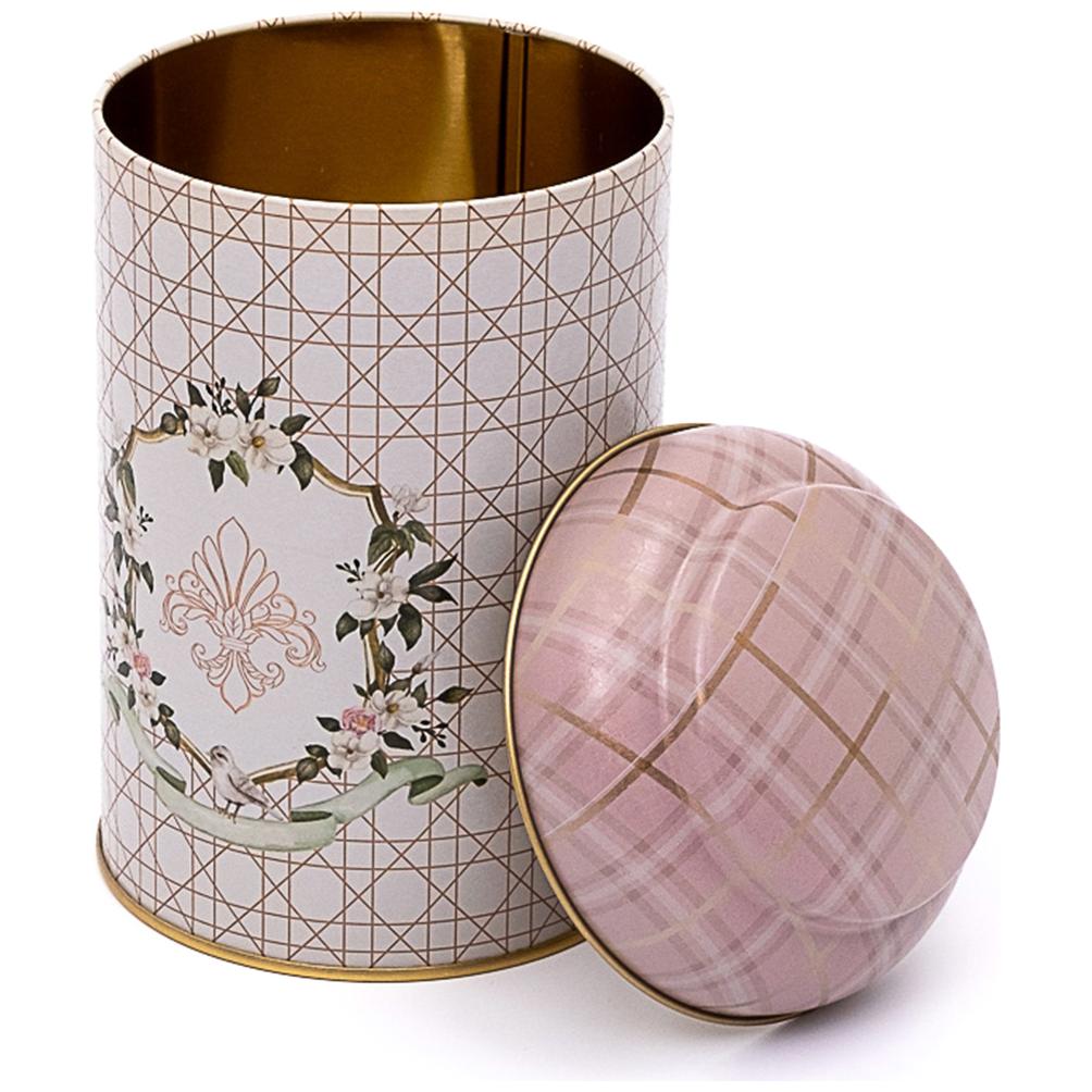 Ø105 x 150 mm Yuvarlak Metal Teneke Kutu – 1,2 L, Kubbeli Kapaklı, Pembe — Yuvarlak Kutular — görsel 2 / 2 — Tinbox