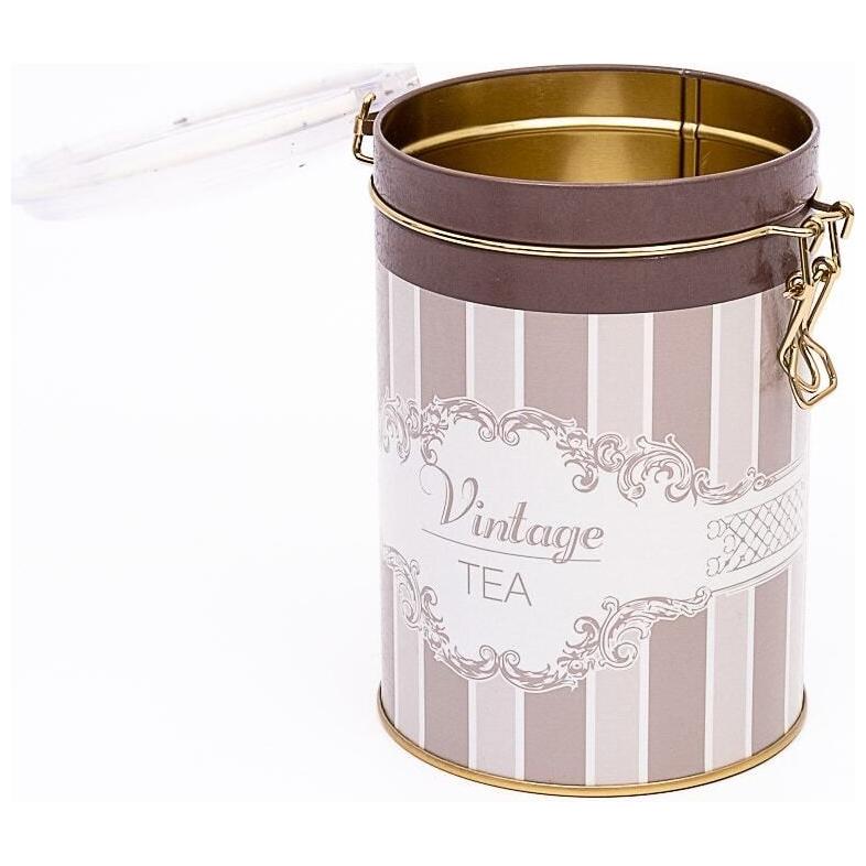 Ø105x150 mm Yuvarlak Metal Kutu 1.1L Tel Toka ve Şeffaf Kapaklı Zarif Tasarım — Yuvarlak Kutular — görsel 3 / 4 — Tinbox