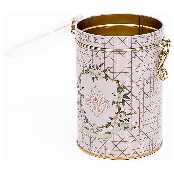 Ø105x150 mm Round Metal Box 1.1L Wire Clasp and Transparent Lid Rosy — Round Boxes — view 2 of 3 — Tinbox