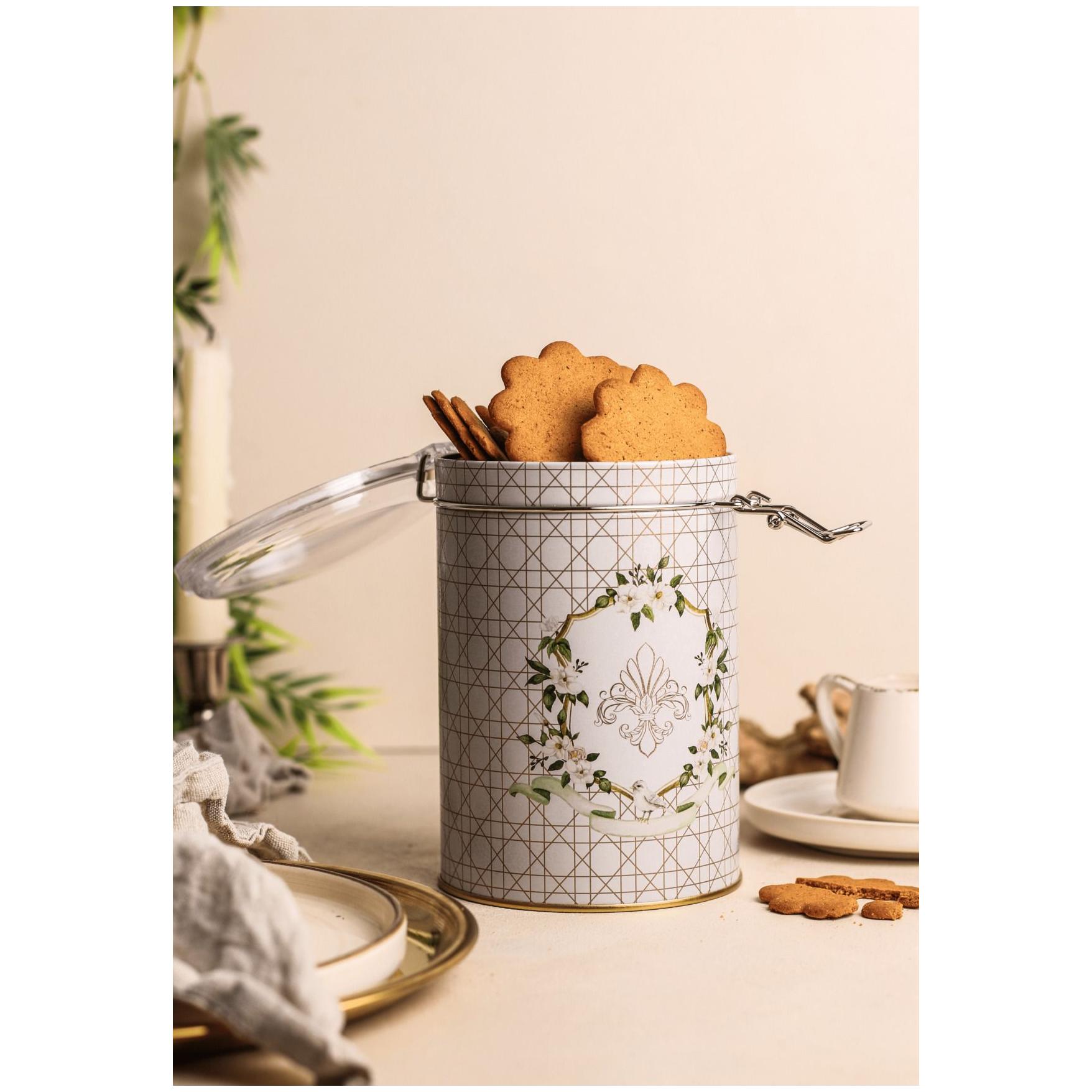 Ø105x150 mm Round Metal Box 1.1L Wire Clasp and Transparent Lid Rosy — Round Boxes — view 3 of 3 — Tinbox