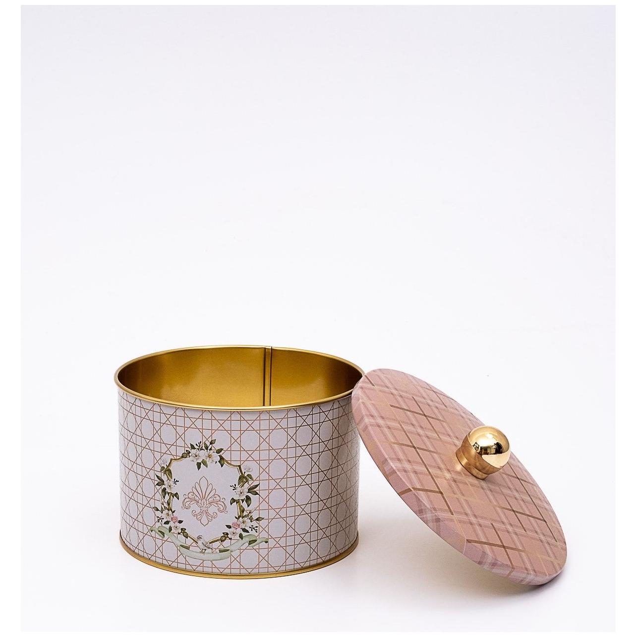Ø140x100 mm Metal Yuvarlak Saklama Kabı Kulpu, Pembe — Yuvarlak Kutular — görsel 2 / 3 — Tinbox