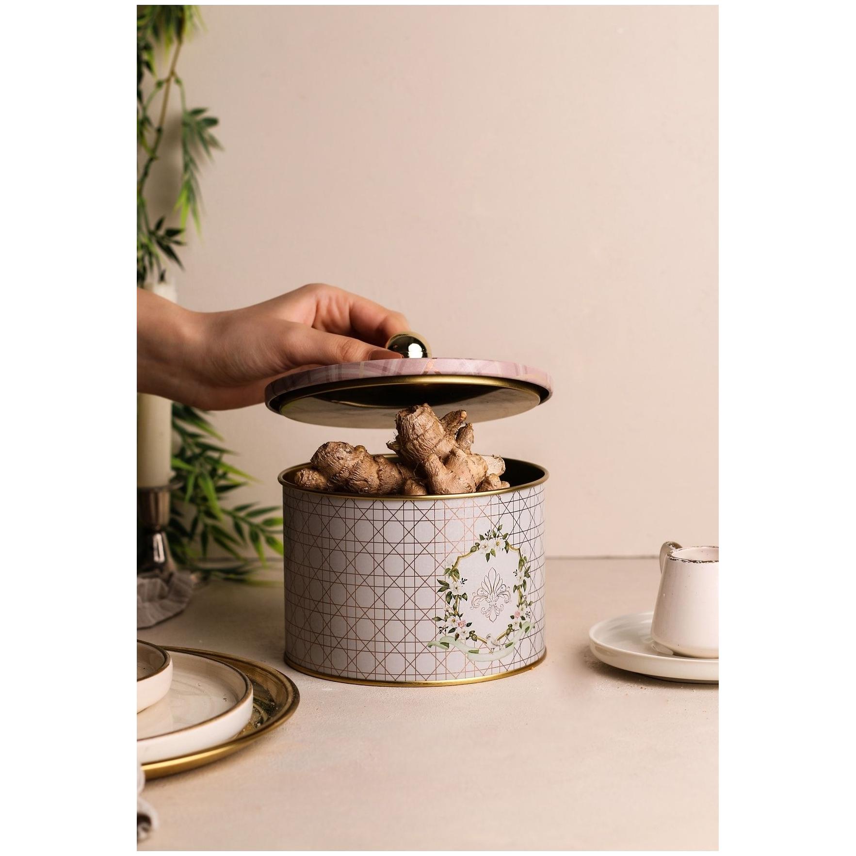 Ø140x100 mm Metal Yuvarlak Saklama Kabı Kulpu, Pembe — Yuvarlak Kutular — görsel 3 / 3 — Tinbox