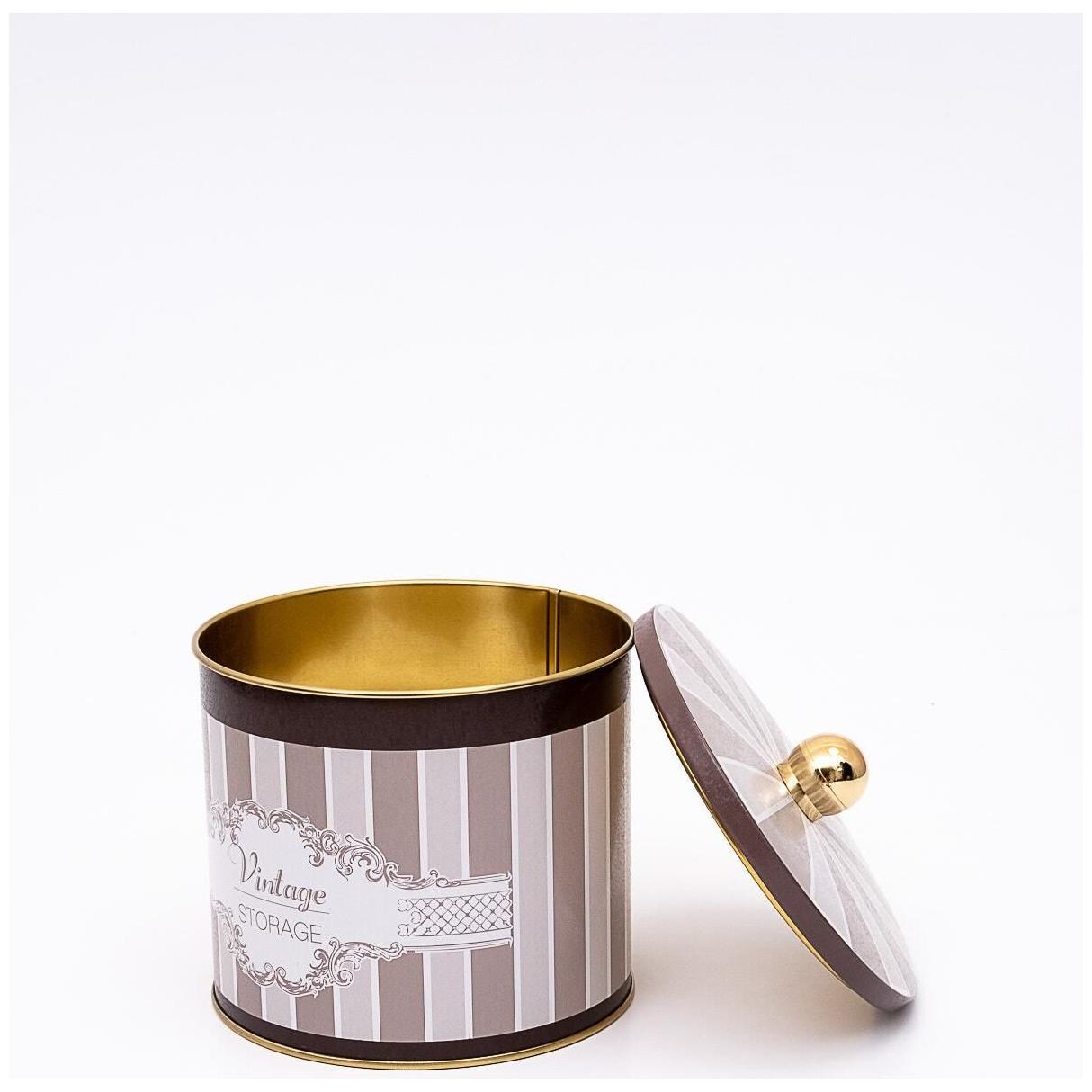 Ø140x125 mm Metal Yuvarlak Saklama Kabı Kulpu 1.7L Elegance — Yuvarlak Kutular — görsel 3 / 4 — Tinbox