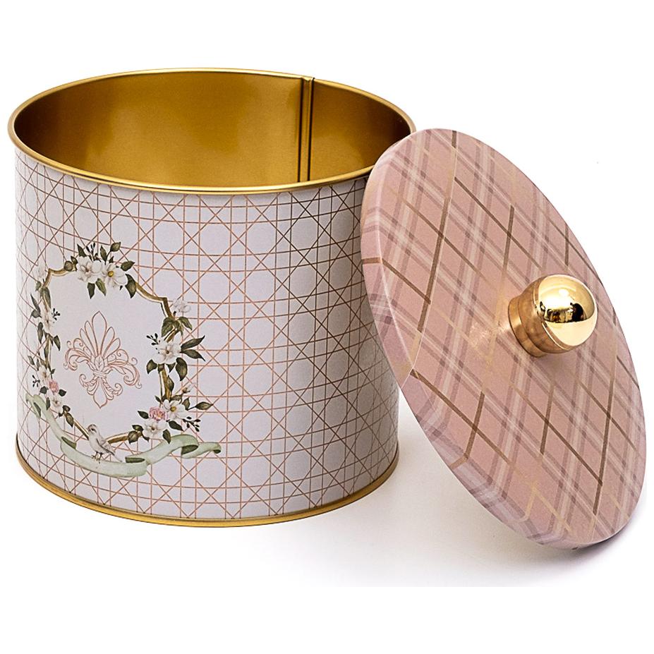 Ø140x125 mm Metal Yuvarlak Saklama Kabı Kulpu 1.7L Pembe — Yuvarlak Kutular — görsel 1 / 3 — Tinbox