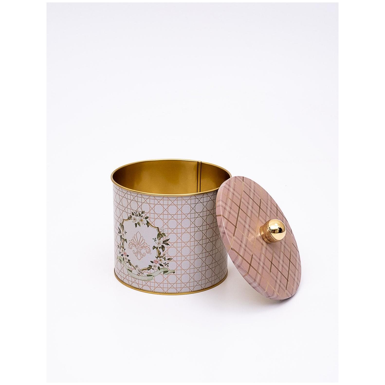 Ø140x125 mm Metal Yuvarlak Saklama Kabı Kulpu 1.7L Pembe — Yuvarlak Kutular — görsel 2 / 3 — Tinbox