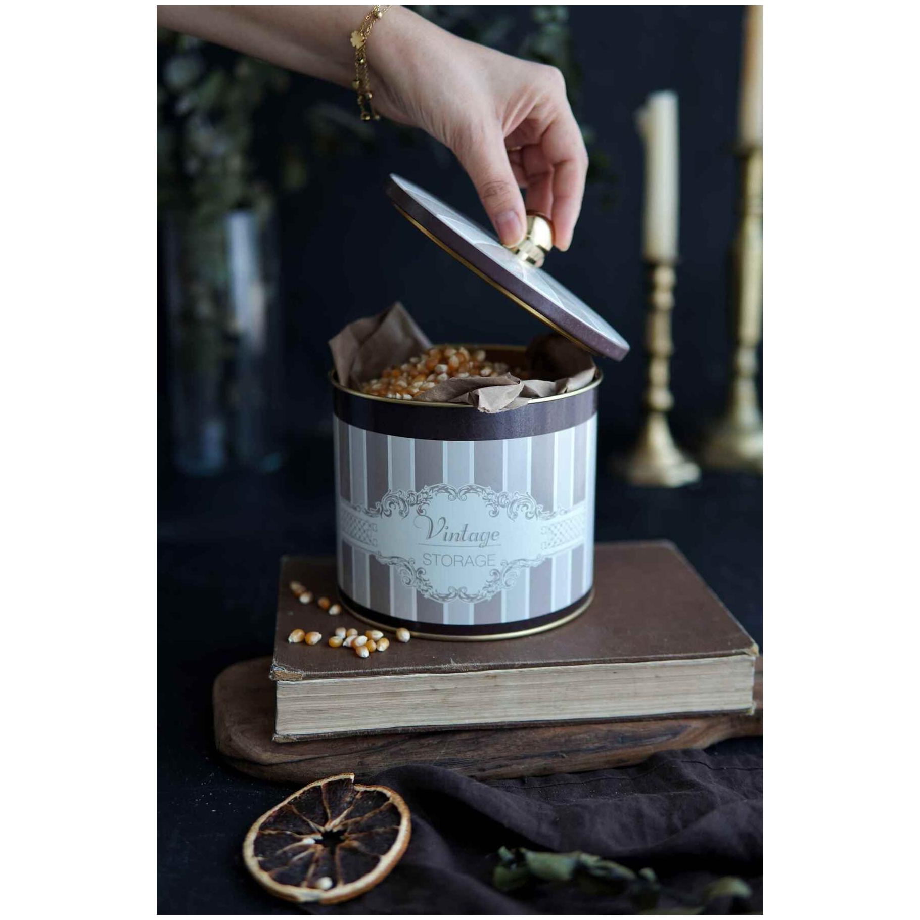 Ø140x125 mm Metal Yuvarlak Saklama Kabı Kulpu 1.7L Elegance — Yuvarlak Kutular — görsel 4 / 4 — Tinbox