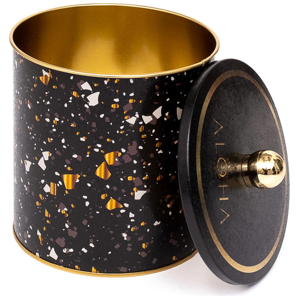 Ø140x150 mm Metal Yuvarlak Saklama Kabı Kulpu 2.1L Terrazzo Siyah — Yuvarlak Kutular — görsel 1 / 3 — Tinbox