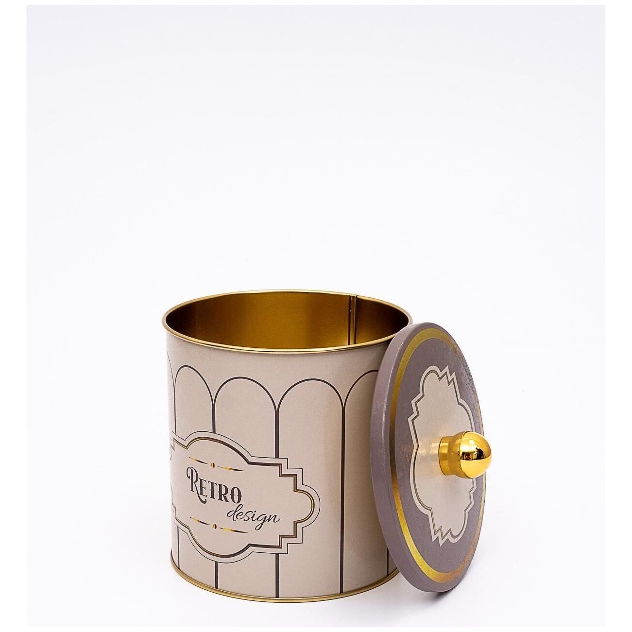 Ø140x150 mm Metal Yuvarlak Saklama Kabı Kulpu 2.1L Retro — Yuvarlak Kutular — görsel 2 / 3 — Tinbox