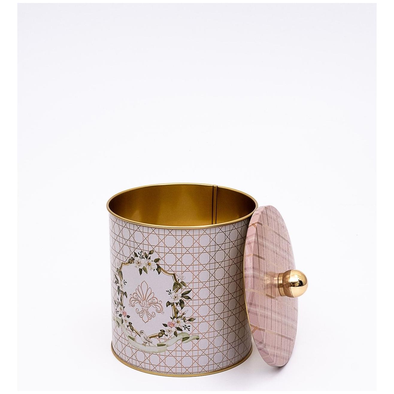 Ø140x150 mm Metal Yuvarlak Saklama Kabı Kulpu 2.1L Pembe — Yuvarlak Kutular — görsel 2 / 3 — Tinbox