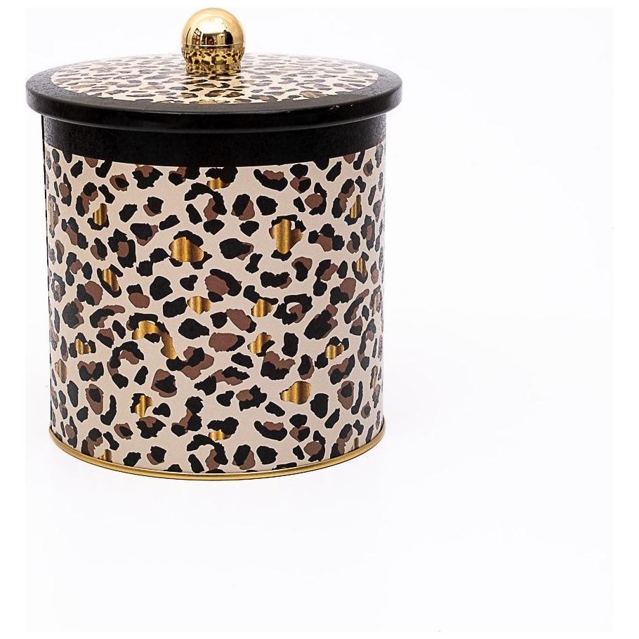 Ø140x150 mm Metal Yuvarlak Saklama Kabı Kulpu 2.1L Altın Leopar Desenli — Yuvarlak Kutular — görsel 3 / 5 — Tinbox