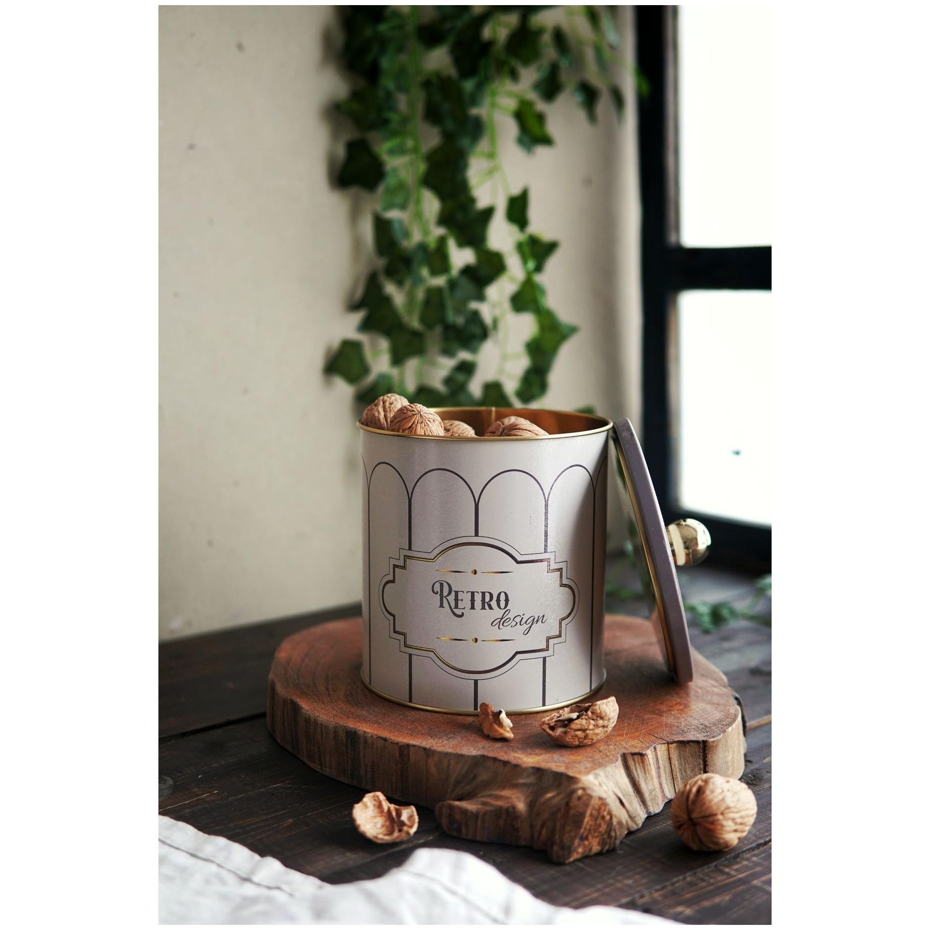 Ø140x150 mm Metal Yuvarlak Saklama Kabı Kulpu 2.1L Retro — Yuvarlak Kutular — görsel 3 / 3 — Tinbox