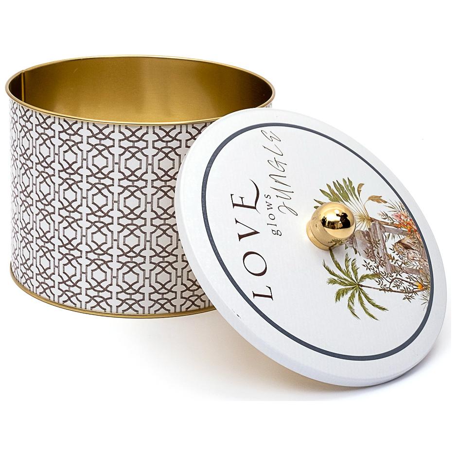 Ø175x130 mm Metal Round Canister Knob Handle Tropical Jungle – A Lush Paradise of Nature & Wildlife — Round Boxes — Tinbox