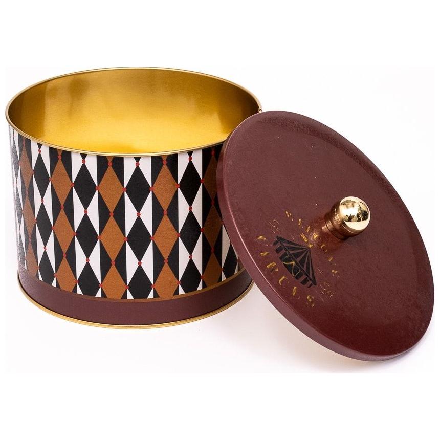 Ø175x130 mm Metal Yuvarlak Kutu Kulpu, Vintage Sirk Zarafeti — Yuvarlak Kutular — görsel 2 / 3 — Tinbox