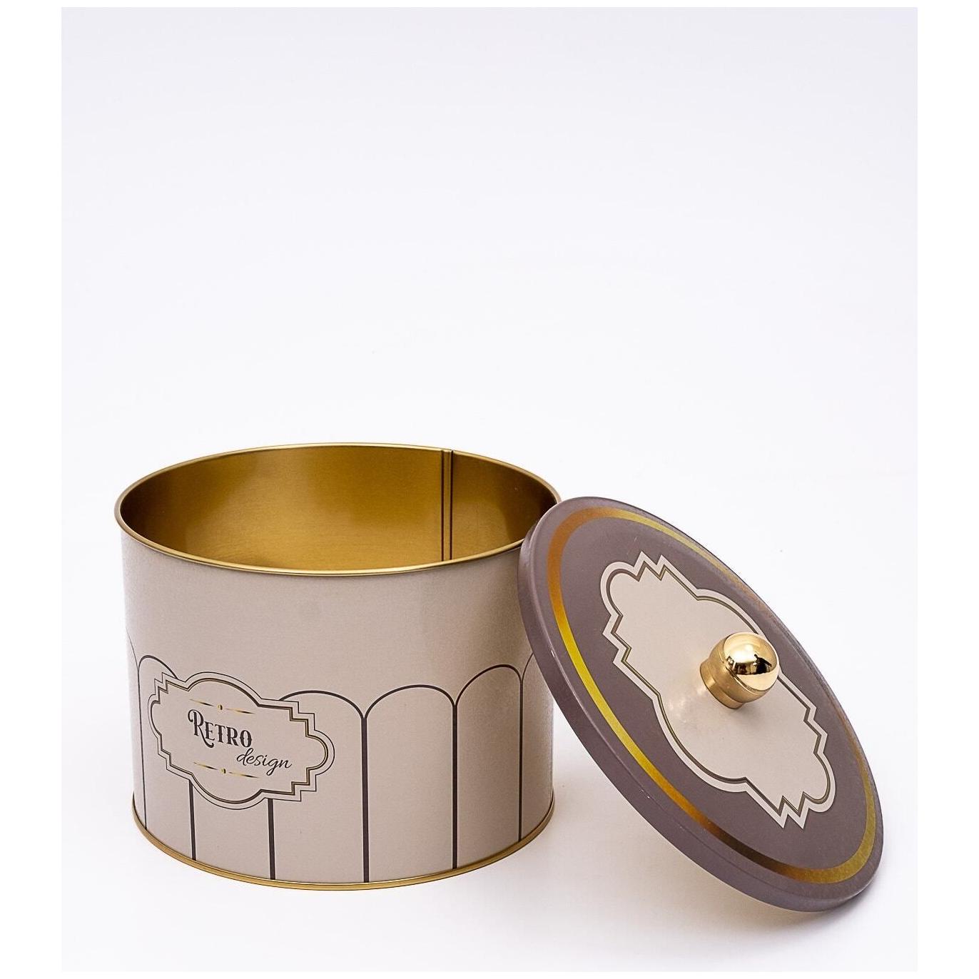 Ø175x130 mm Metal Yuvarlak Kutu Kulpu Retro — Yuvarlak Kutular — görsel 2 / 3 — Tinbox