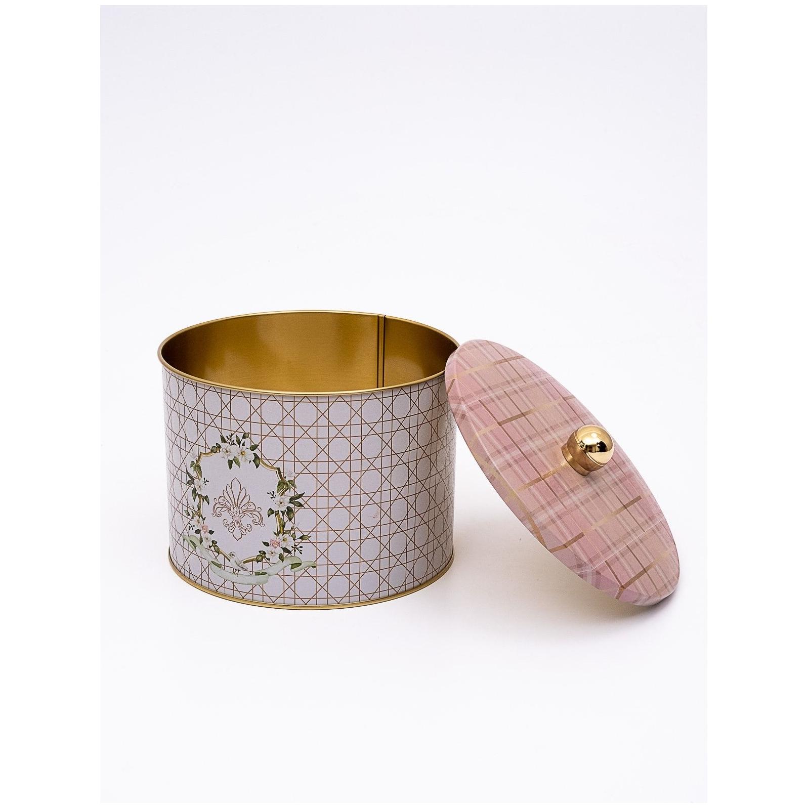 Ø175x130 mm Metal Yuvarlak Kutu Kulpu, Pembe — Yuvarlak Kutular — görsel 2 / 3 — Tinbox