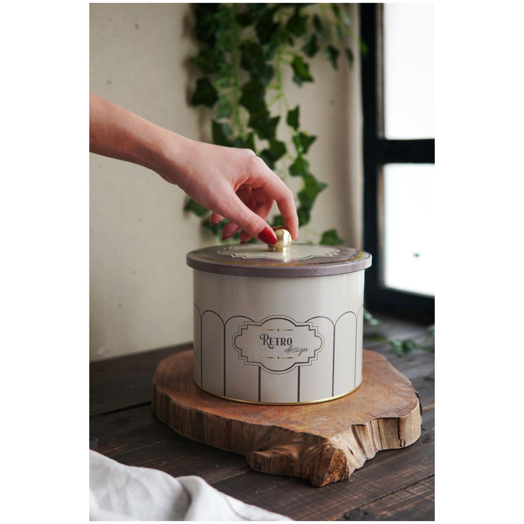 Ø175x130 mm Metal Yuvarlak Kutu Kulpu Retro — Yuvarlak Kutular — görsel 3 / 3 — Tinbox