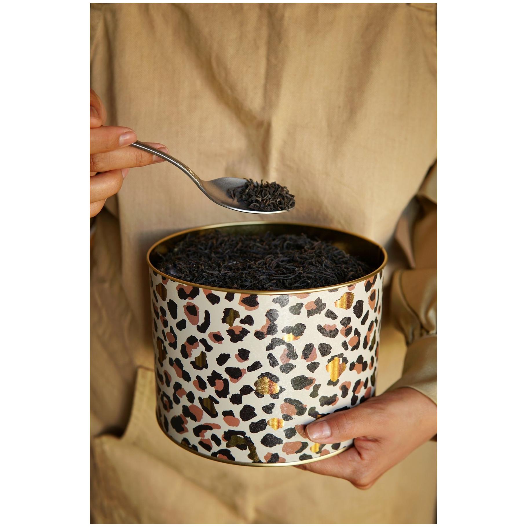 Ø175x130 mm Metal Yuvarlak Saklama Kabı Kulpu Altın Leopar Desenli — Yuvarlak Kutular — görsel 5 / 5 — Tinbox