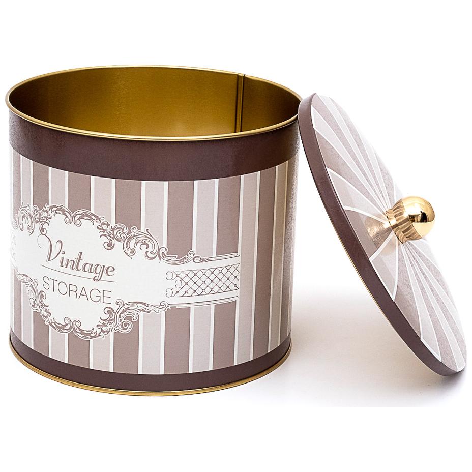 Ø175x155 mm Metal Yuvarlak Saklama Kabı Kulpu 3.5L Elegance — Yuvarlak Kutular — görsel 2 / 2 — Tinbox