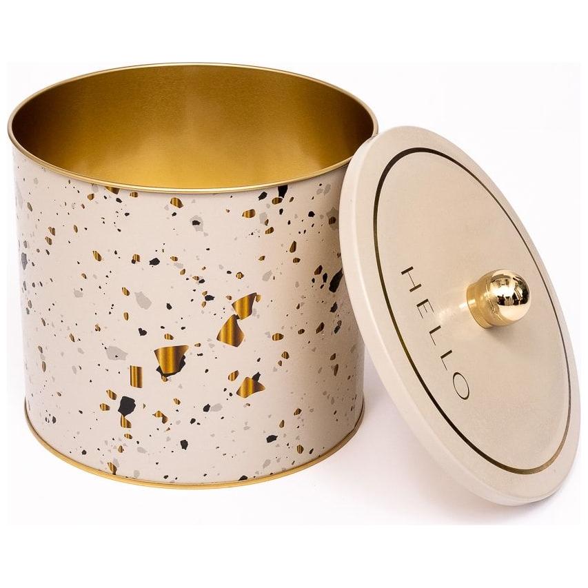 Ø175x155 mm Metal Yuvarlak Saklama Kabı Kulpu 3.5L Terrazzo Krem — Yuvarlak Kutular — görsel 2 / 3 — Tinbox