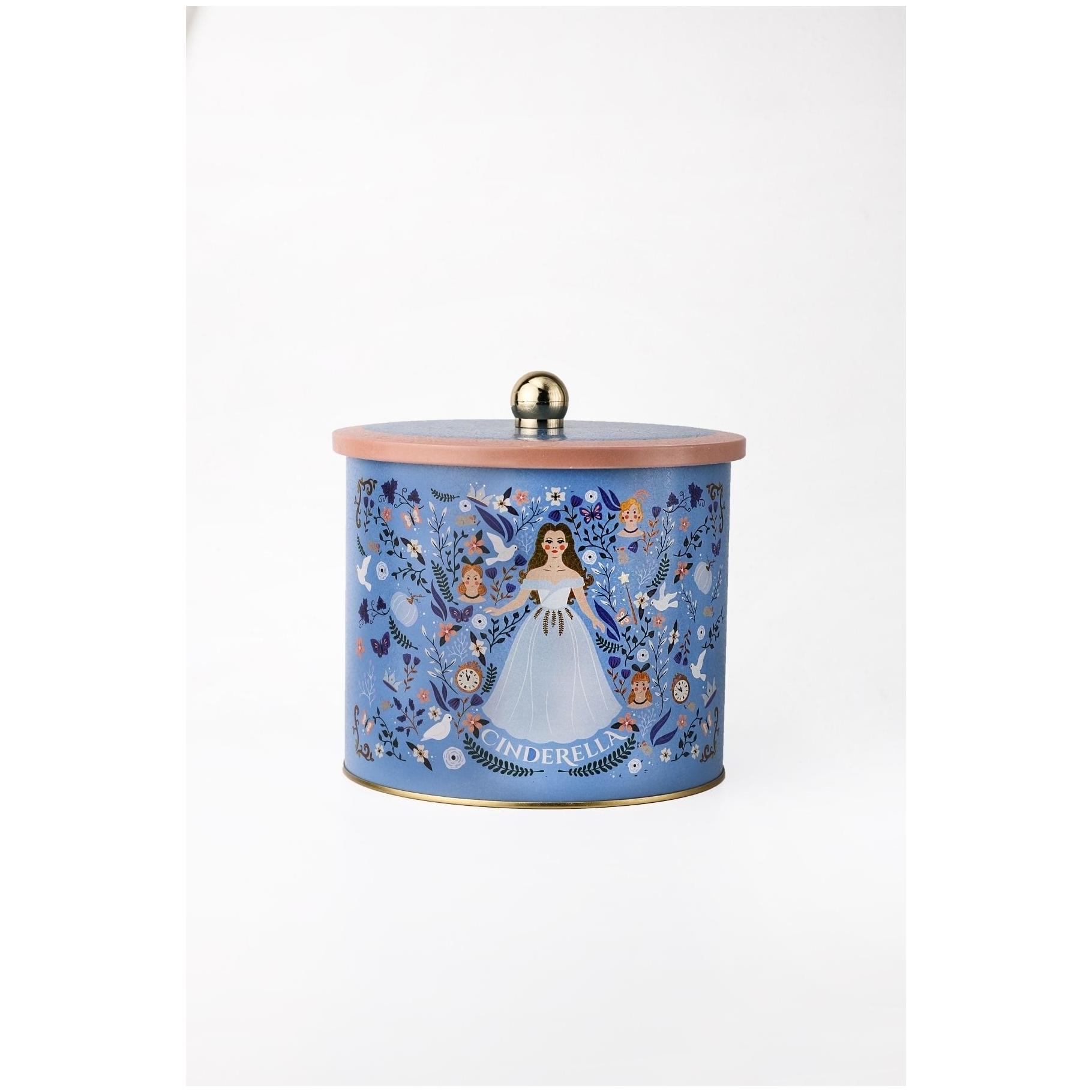 Ø175x155 mm Metal Yuvarlak Saklama Kabı Kulpu 3.5L Sindirella Temalı — Yuvarlak Kutular — Tinbox