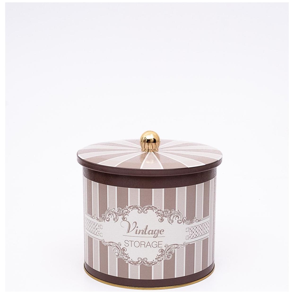 Ø175x155 mm Metal Yuvarlak Saklama Kabı Kulpu 3.5L Elegance — Yuvarlak Kutular — Tinbox