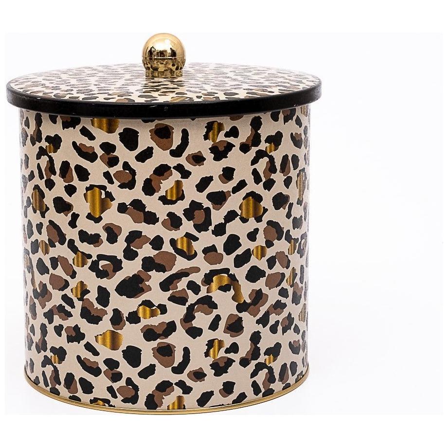 Ø175x180 mm Metal Yuvarlak Saklama Kabı Kulpu Altın Leopar Desenli — Yuvarlak Kutular — görsel 3 / 5 — Tinbox
