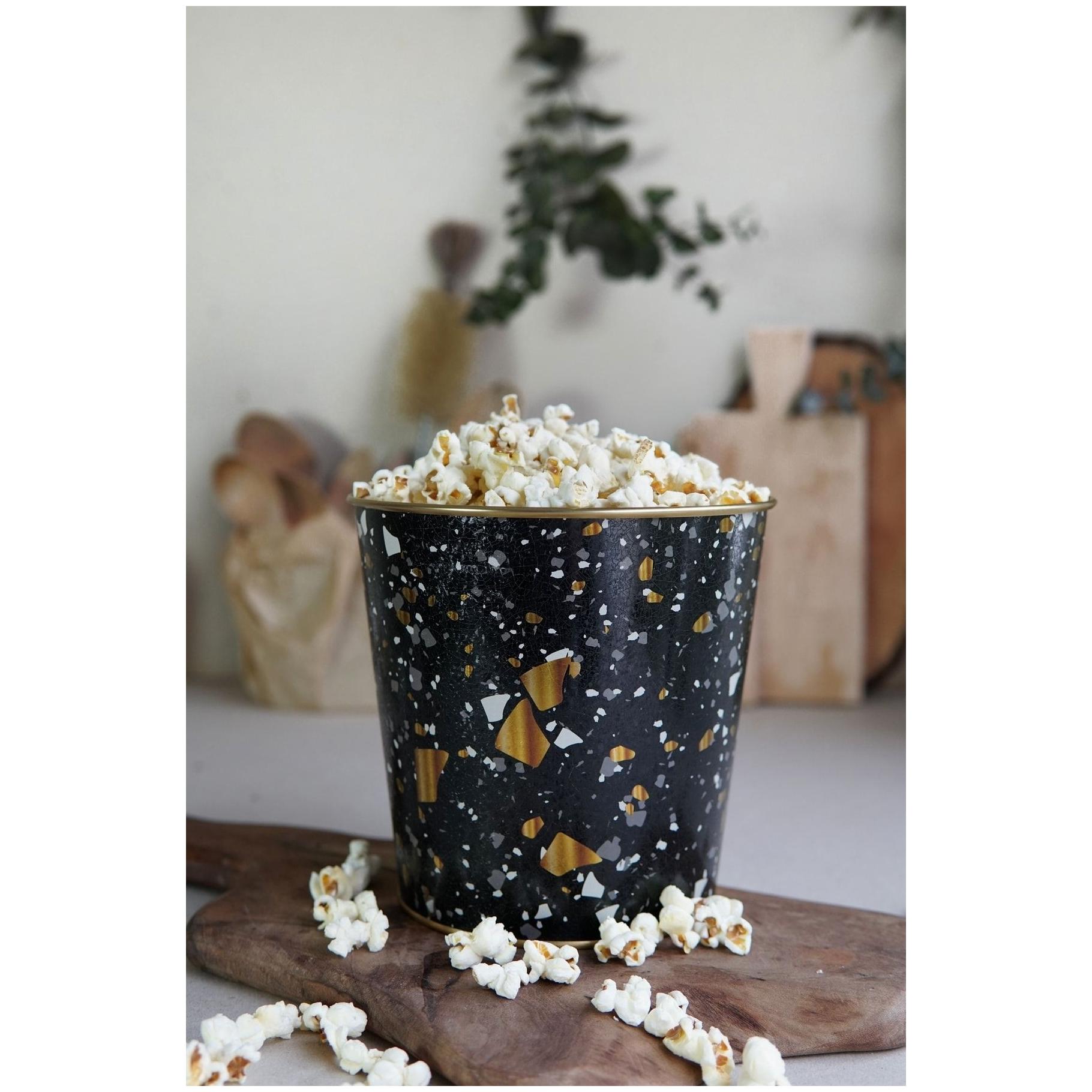 Ø175x170 mm Metal Patlamış Mısır Kovası 2.6L Terrazzo Siyah — görsel 2 / 2 — Tinbox