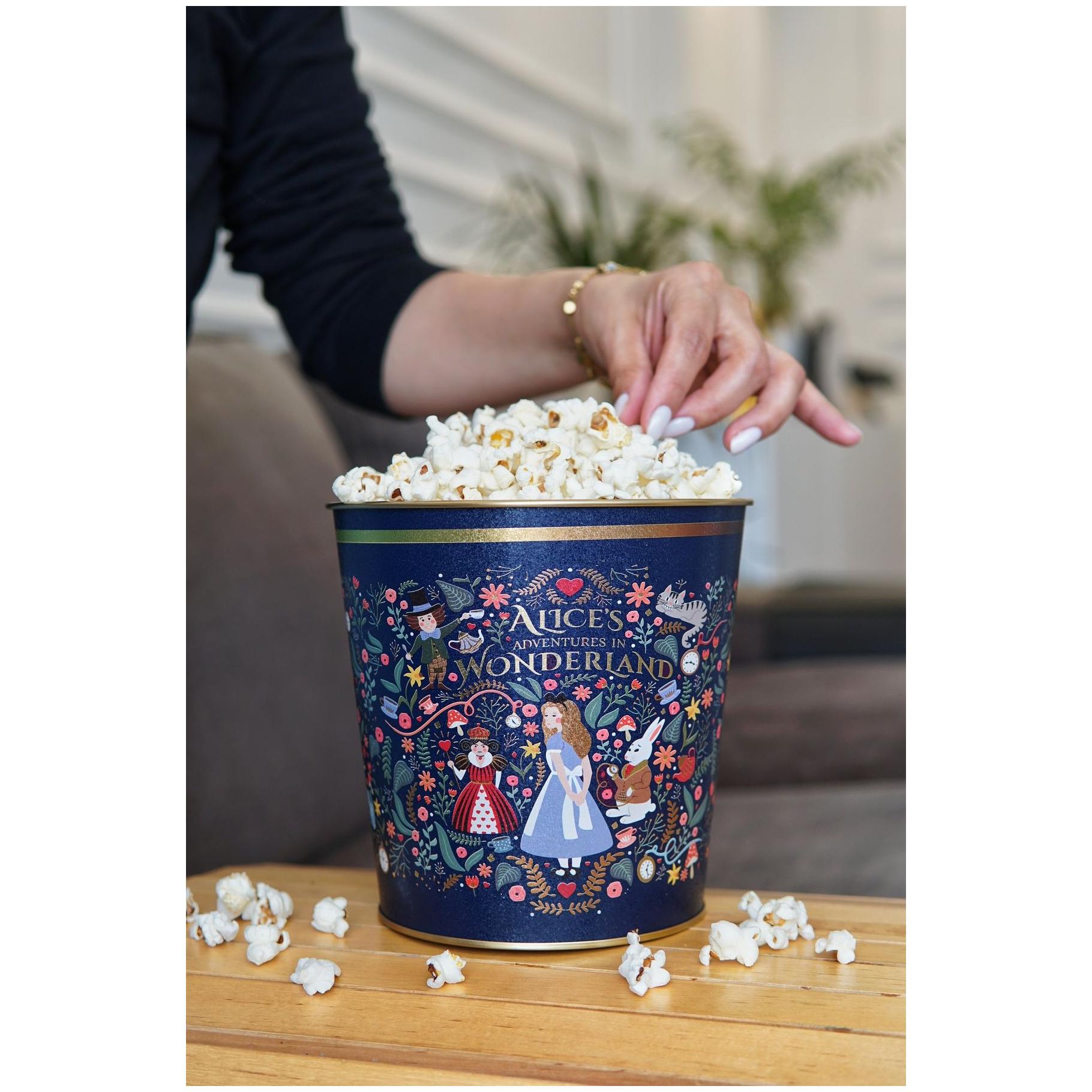 Ø175x170 mm Metal Patlamış Mısır Kovası 2.6L Alice Harikalar Diyarında — Tinbox