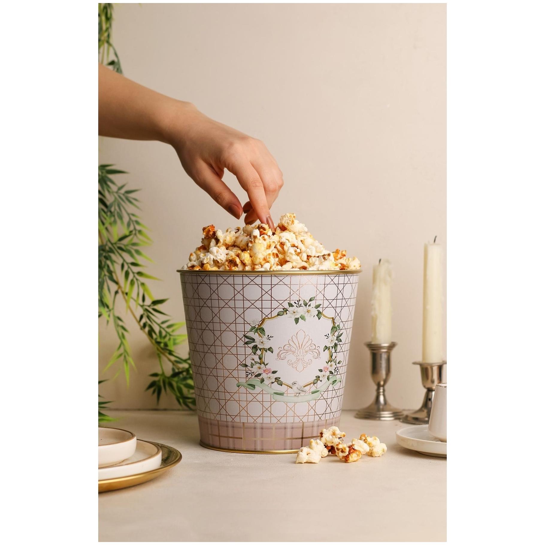 Ø175x170 mm Metal Patlamış Mısır Kovası 2.6L Pembe — Tinbox