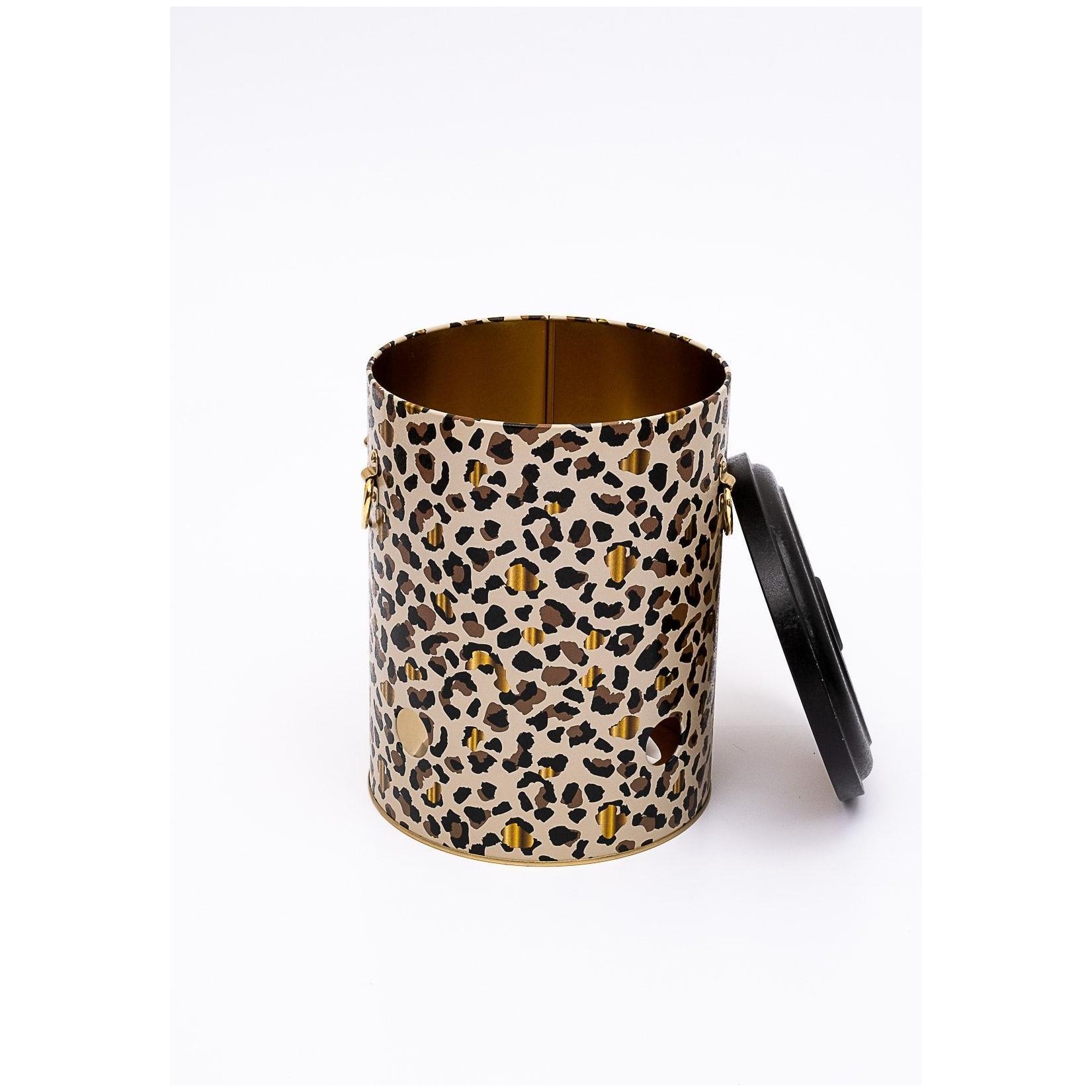 Ø175x225mm Metal Patates ve Soğan Saklama Kabı 5L Altın Leopar Desenli — Patates Soğan ve Sarımsak Saklama Kabı — görsel 3…