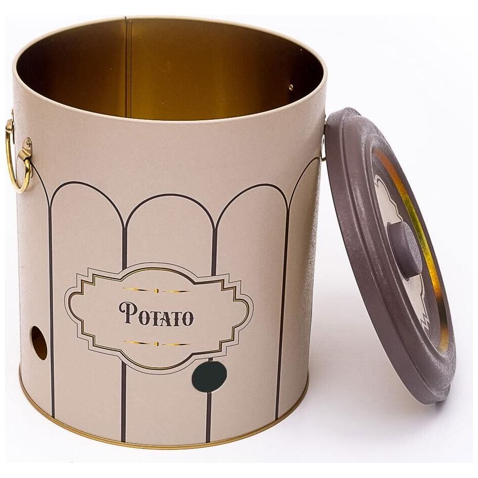 Ø225x240 mm Metal Patates ve Soğan Saklama Kabı 9L Retro Patates — Patates Soğan ve Sarımsak Saklama Kabı — görsel 3 / 3 —…