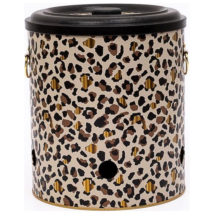 Ø225x240 mm Metal Patates ve Soğan Saklama Kabı 9L Altın Leopar Desenli — Patates Soğan ve Sarımsak Saklama Kabı — görsel …