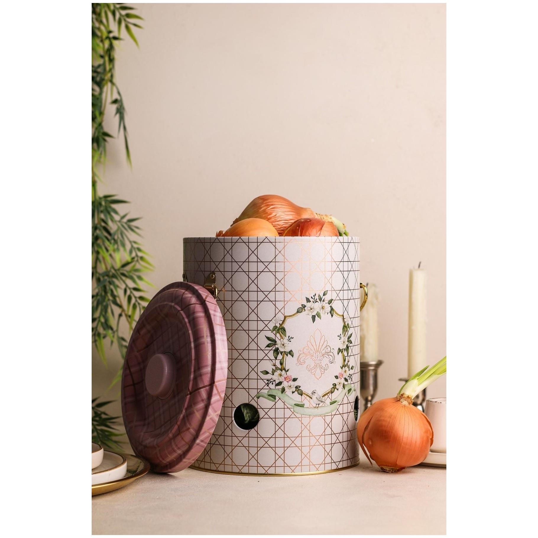 Ø225x240 mm Metal Patates ve Soğan Saklama Kabı 9L Pembe — Patates Soğan ve Sarımsak Saklama Kabı — görsel 3 / 3 — Tinbox