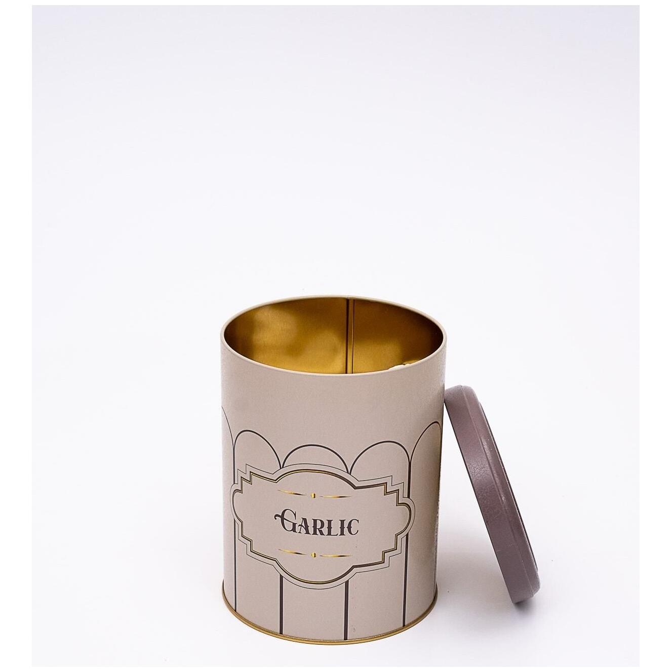 Ø140x180 mm, 2,5 lt Metal Storage Tin Slip Lid Retro Garlic — Potato Onion Garlic Storage Containers — view 2 of 3 — Tinbox