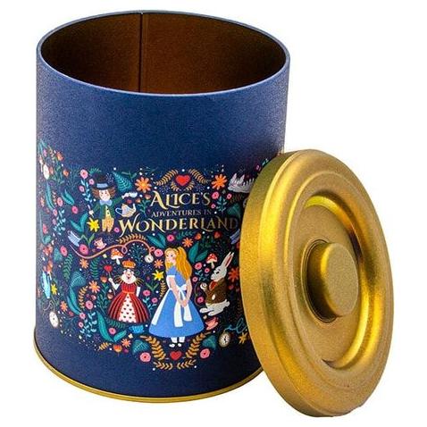 Ø140x180 mm, 2,5 lt Metal Saklama Kutusu, Kayar Kapaklı, Alice Harikalar Diyarında — Patates Soğan ve Sarımsak Saklama Kab…