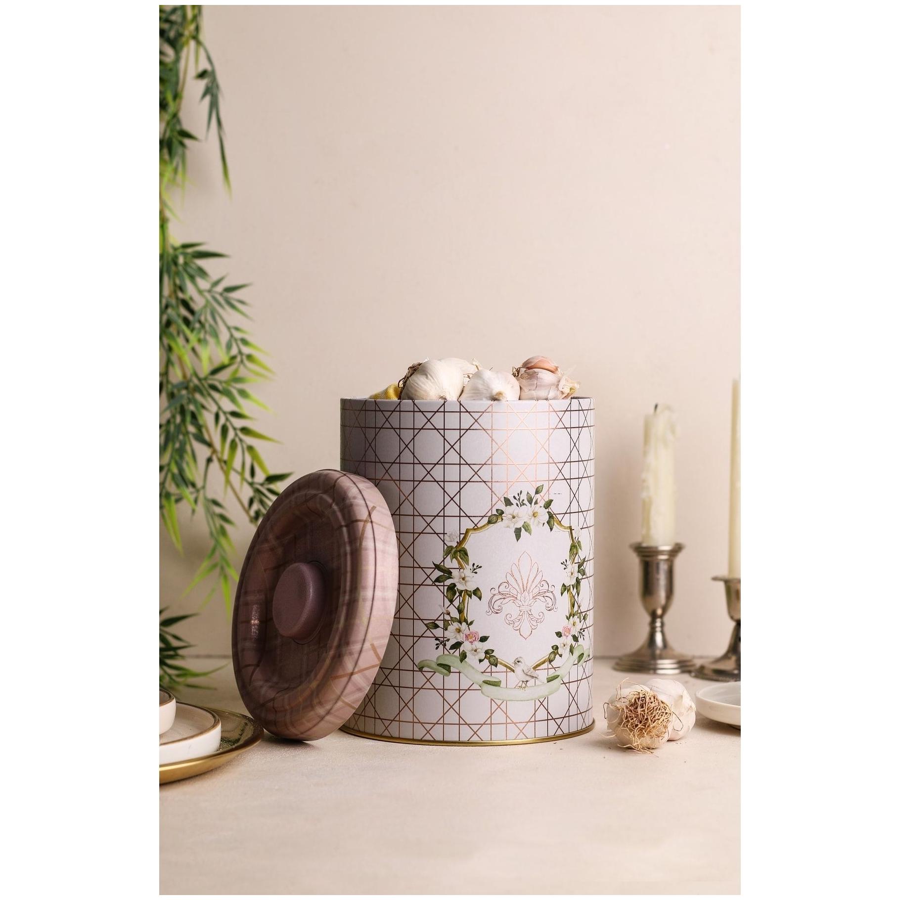 Ø140x180 mm, 2,5 lt Metal Saklama Kutusu, Sürgülü Kapak, Pembe — Patates Soğan ve Sarımsak Saklama Kabı — görsel 3 / 3 — T…