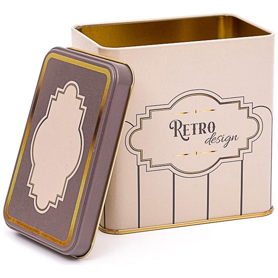 80x120x120 mm Dikdörtgen Metal Saklama Kutusu, Sürgülü Kapaklı, 1 Litre, Retro — Dikdörtgen Kutular — Tinbox