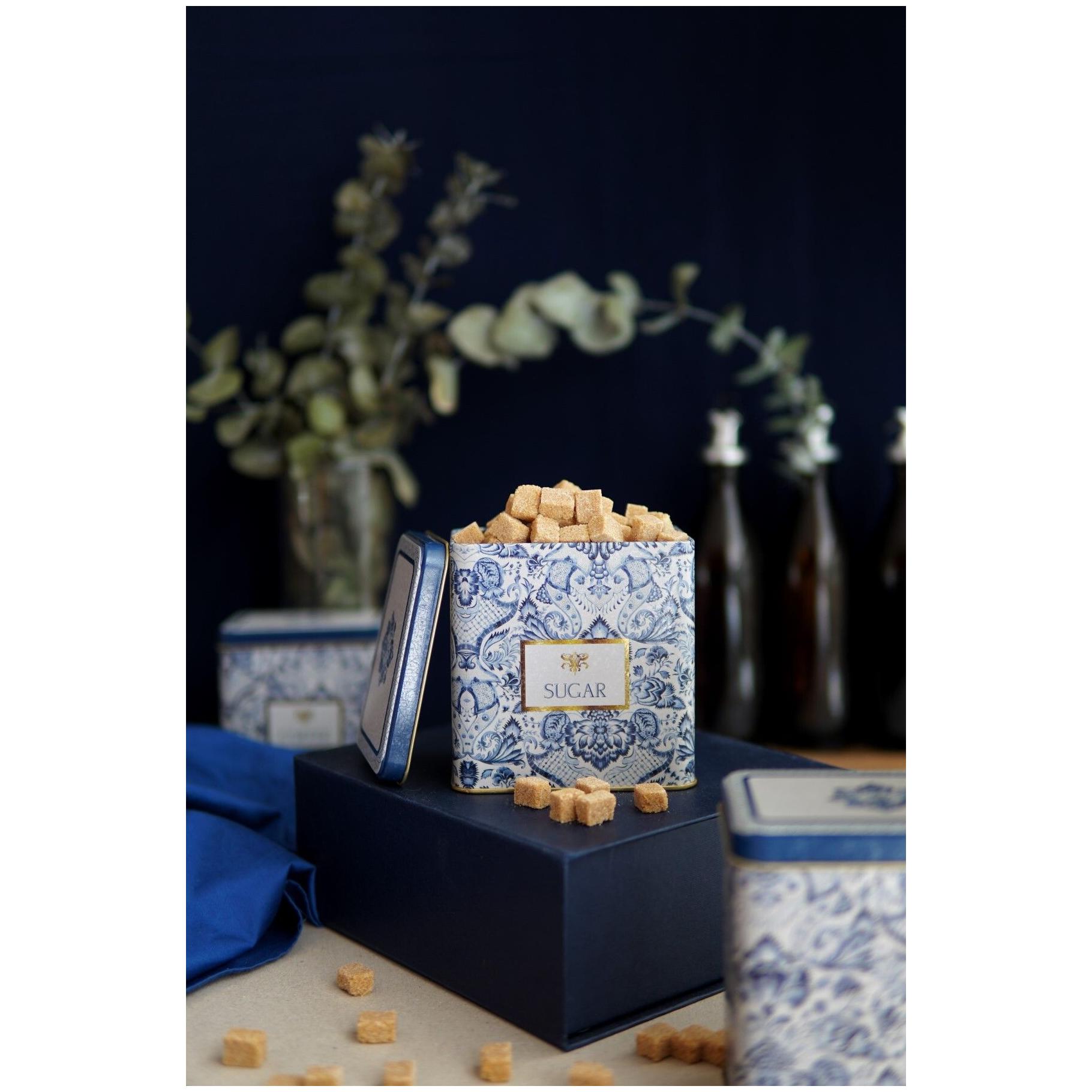 80x120x120 mm Rectangular Metal Storage box Slip Lid 1L Azulejo-Inspired Blue & White Decorative Pattern — Rectangular Box…