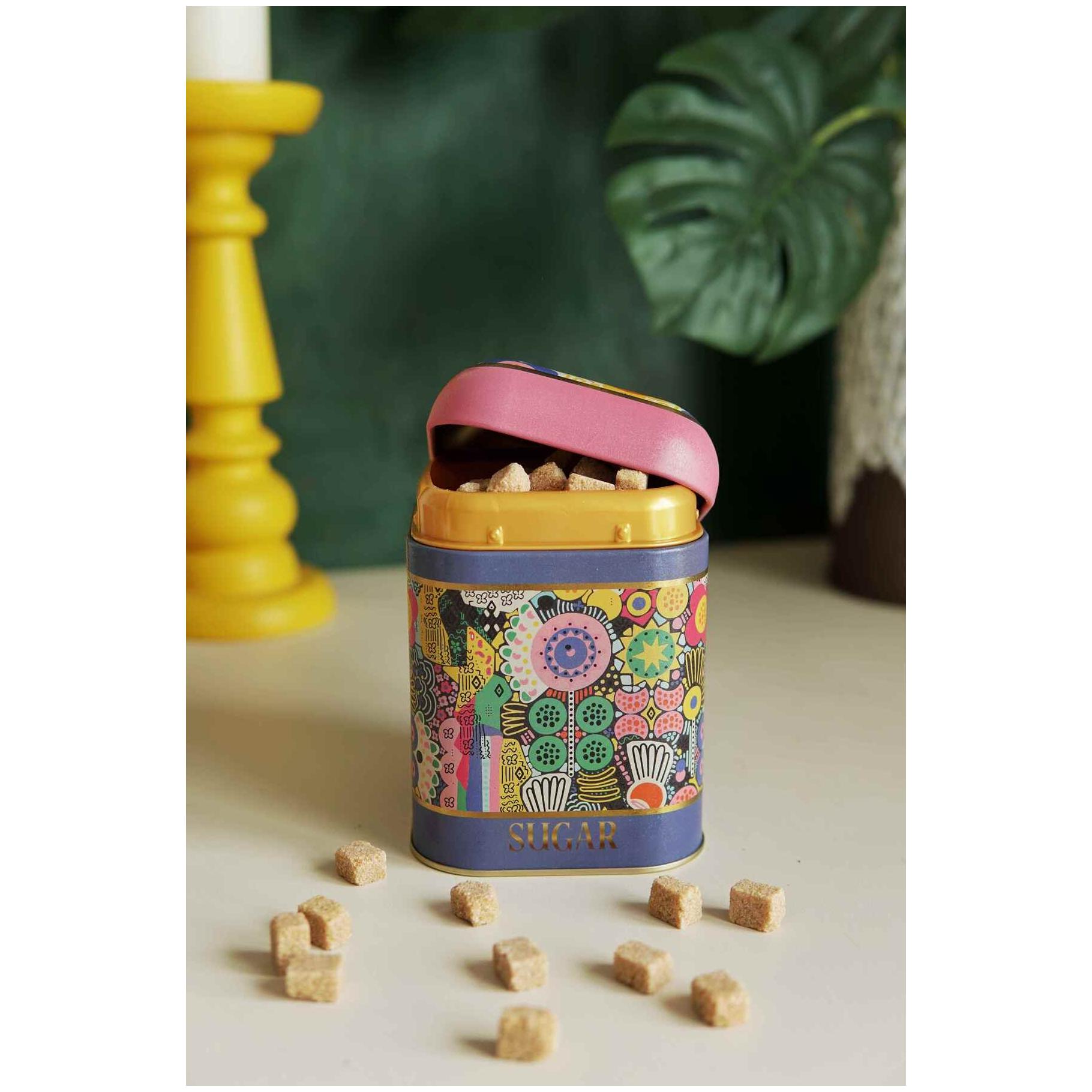 108x108x118 mm Square Tin Box 1.3L Dome Lid round shape pattern colorfull — Square Boxes — Tinbox