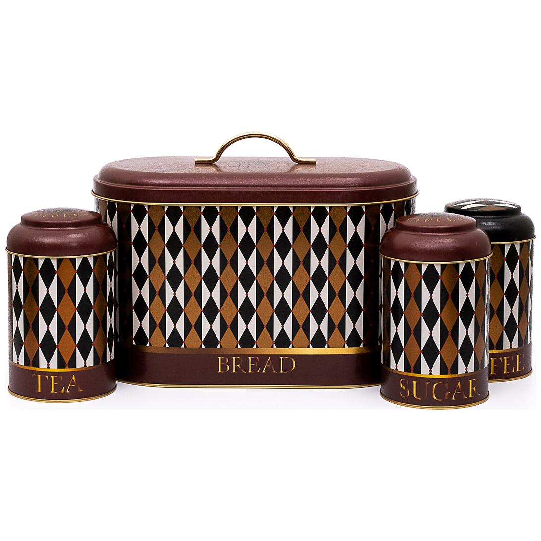 4 Pcs Round Tin Box Kitchen Set Dome Lid Vintage Circus Elegance Circus Design — Box Sets — Tinbox